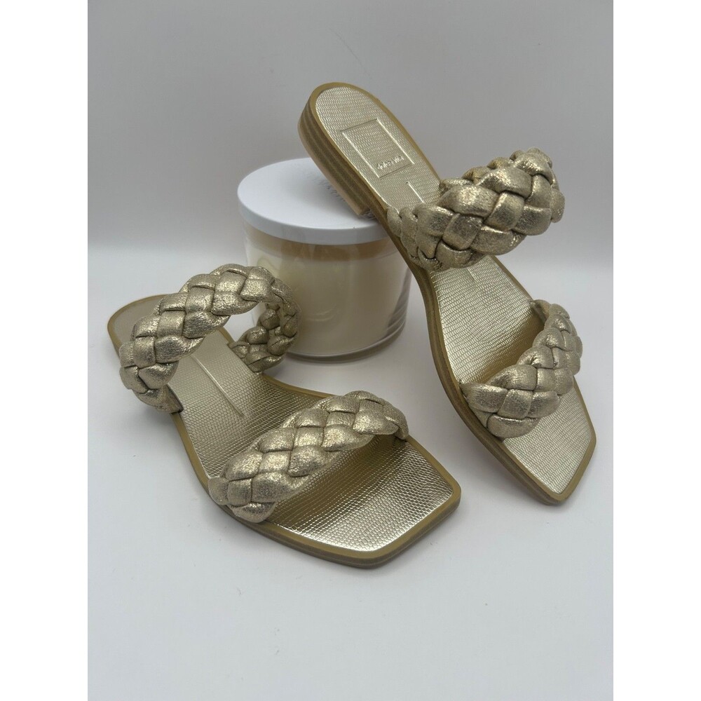 Dolce Vita Iman Women's Braided Strap Slide Sandals Size 5.5 Light Gold NWOT
